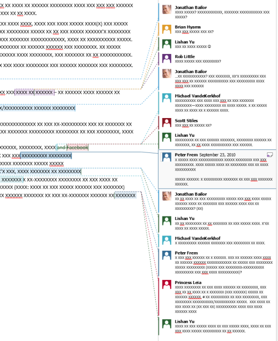 Screenshot of new look for comments in Word 2013